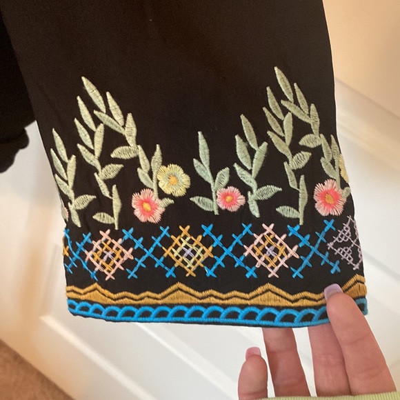 Boho Embroidery Mexican Bohemian Tops Peasant 3/4 Sleeve V Neck Shirt Tunic - Picture 5 of 6